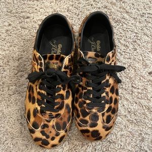 J. Crew Gola® Bullet sneakers in leopard calf hair with gum sole, size 7.5